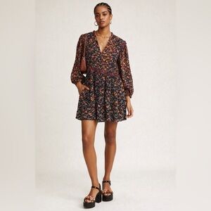Anthropologie Helene mixed floral print sheer tunic dress. Size small.